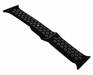 Ремешок Watch Series 42mm/44mm/45mm/49mm силиконовый Nike band черный/серый #1