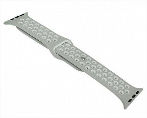 Ремешок Watch Series 42mm/44mm/45mm/49mm силиконовый Nike band серый/белый #4