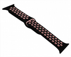 Ремешок Watch Series 42mm/44mm/45mm/49mm силиконовый Nike band черный/розовый #7
