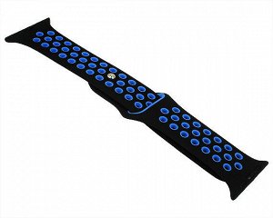 Ремешок Watch Series 42mm/44mm/45mm/49mm силиконовый Nike band черный/синий #8