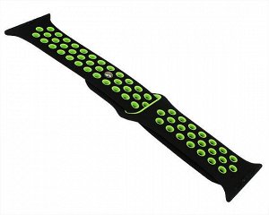 Ремешок Watch Series 42mm/44mm/45mm силиконовый Nike band черный/зеленый #10