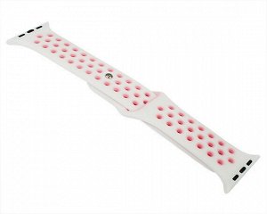 Ремешок Watch Series 42mm/44mm/45mm силиконовый Nike band белый/розовый #13
