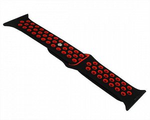 Ремешок Watch Series 42mm/44mm/45mm/49mm силиконовый Nike band черный/красный #18