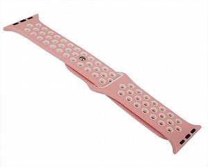 Ремешок Watch Series 42mm/44mm/45mm/49mm силиконовый Nike band розовый/белый #23