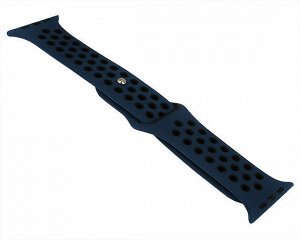 Ремешок Watch Series 42mm/44mm/45mm силиконовый Nike band синий/черный #25