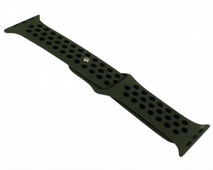 Ремешок Watch Series 42mm/44mm/45mm силиконовый Nike band темно-зеленый/черный #30
