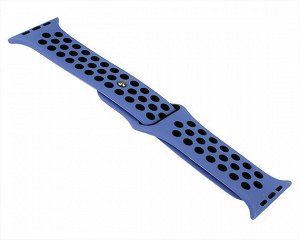 Ремешок Watch Series 42mm/44mm/45mm силиконовый Nike band синий/черный #34