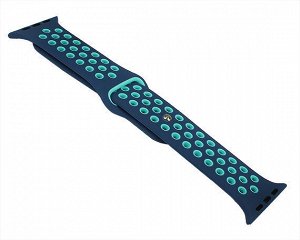 Ремешок Watch Series 42mm/44mm/45mm силиконовый Nike band серый-голубой/зеленый #42