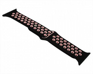 Ремешок Watch Series 38mm/40mm/41mm силиконовый Nike band черно-розовый #7