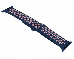 Ремешок Watch Series 38mm/40mm/41mm силиконовый Nike band синий/розовый #9