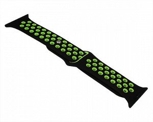 Ремешок Watch Series 38mm/40mm/41mm силиконовый Nike band черно-зеленый #10