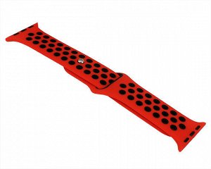 Ремешок Watch Series 38mm/40mm/41mm силиконовый Nike band красно-черный #11