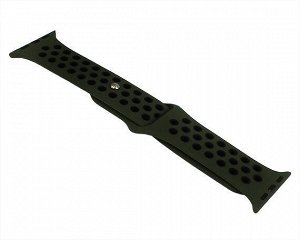 Ремешок Watch Series 38mm/40mm/41mm силиконовый Nike band темно-зеленый/черный #30