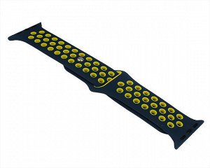 Ремешок Watch Series 38mm/40mm/41mm силиконовый Nike band темно-синий/желтый #39