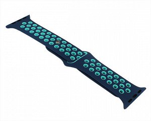 Ремешок Watch Series 38mm/40mm/41mm силиконовый Nike band серый-голубой/зеленый #42