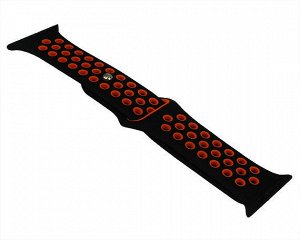 Ремешок Watch Series 38mm/40mm/41mm силиконовый Nike band черный/коралловый #44