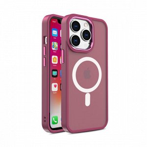 Чехол iPhone 14 Plus Matte Case MagSafe (бордовый)