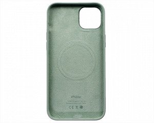Чехол iPhone 14 Plus Silicone Case MagSafe hi-copy, с яблоком, мятный
