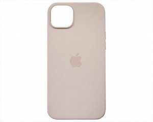 Чехол iPhone 14 Plus Silicone Case MagSafe hi-copy, с яблоком, розовый