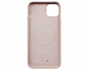 Чехол iPhone 14 Plus Silicone Case MagSafe hi-copy, с яблоком, розовый