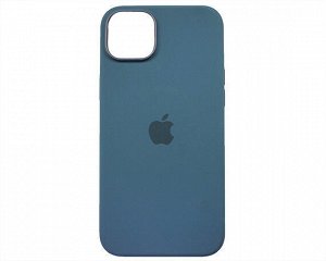 Чехол iPhone 14 Plus Silicone Case MagSafe hi-copy, с яблоком, темно-синий