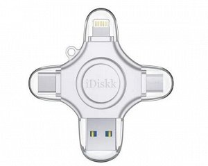 USB Flash iDiskk MFI 8pin/micro/type-c/usb 256GB серебро