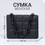 Сумка женская из искусственной кожи с цепью, 14?20 см, цвет чёрный