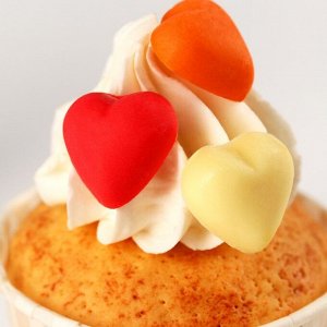 Декор «Сердце белое, красное, оранжевое» для капкейков, торта и куличей, 50 г.