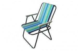 Кресло KUTBERT, В75*Ш45*Г40, складное, с пласт. подлокот, ткань, метал.каркас,цв.синяя.полоска(2015)