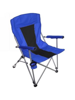 Кресло PREMIUM В90*Ш50*Г60, складное, с мягкими подлокот,металл.,до 130 кг,цв. син-чер(1337)(37-016)
