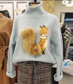 шерстяной свитер с аппликацией лисы