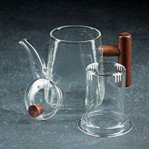 Чайник стеклянный заварочный «Тенби», 650 мл, 18x9,5x14 см, со стеклянным ситом