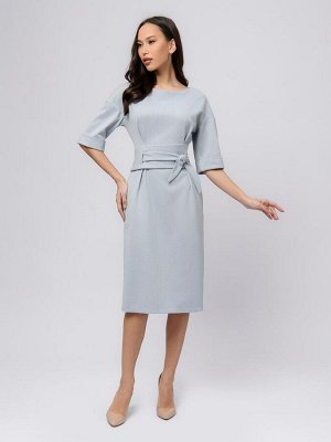 1001 Dress Платье голубого цвета в клетку длины миди с широким поясом