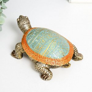 Сувенир полистоун "Черепаха сухопутная"узоры на цветном панцире 10,5х10,5х5,5 см