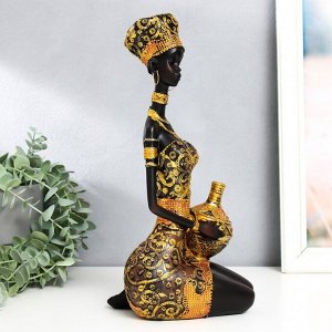 Сувенир полистоун "Африканка с кувшином в нарядном платье" МИКС 15,5х10х32,5 см