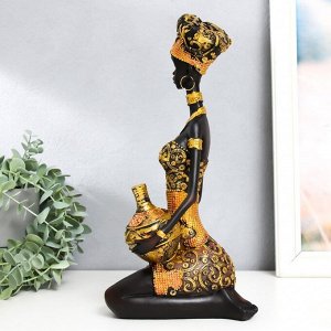 Сувенир полистоун "Африканка с кувшином в нарядном платье" МИКС 15,5х10х32,5 см