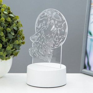 Светильник 3D ночник RISALUX «Волк», LED, белый, 12?9.5?16 см