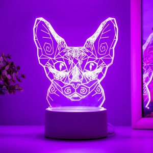 Светильник 3D RISALUX «Сфинкс», LED-ночник, белый 11x9.5x13 см