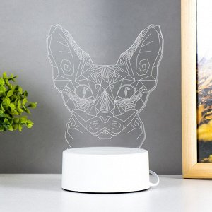 Светильник 3D RISALUX «Сфинкс», LED-ночник, белый 11x9.5x13 см