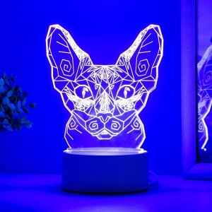 Светильник 3D RISALUX «Сфинкс», LED-ночник, белый 11x9.5x13 см