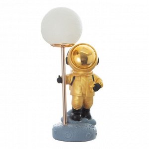 RISALUX Настольная лампа &quot;Космонавт&quot; LED USB бело-золотой 14х10,5х31,5 см