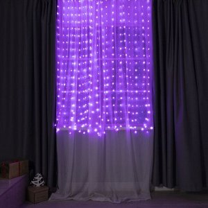 Умная гирлянда «Занавес» 2 x 2 м роса, IP20, серебристая нить, 400 LED, приложение, свечение RGB, USB