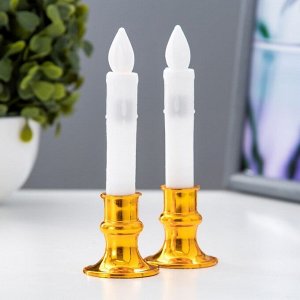 Светодиодная свеча, ночник LED RISALUX «Царская», от батареек 3xLR44, золото, 3.6x3.6x13 см