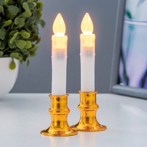Светодиодная свеча, ночник LED RISALUX «Царская», от батареек 3xLR44, золото, 3.6x3.6x13 см