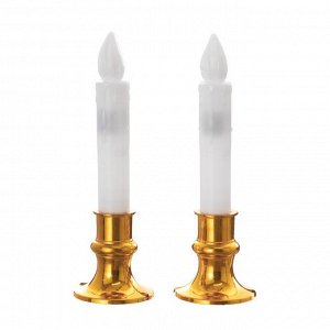 Светодиодная свеча, ночник LED RISALUX «Царская», от батареек 3xLR44, золото, 3.6x3.6x13 см