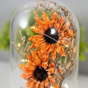 RISALUX Ночник колба &quot;Оранжевые цветы&quot; LED от батареек 3хLR44 10х10х20 см