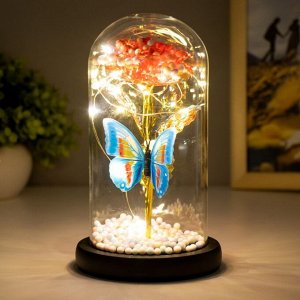 RISALUX Ночник колба &quot;Цветок и бабочка&quot; LED от батареек 3ХААА 11Х11Х19,5 см