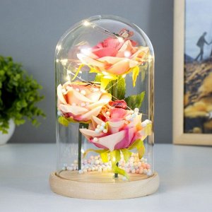 Фигурка световая в колбе RISALUX «Цветы и бабочки», LED-ночник, от батареек 3xААА, 13.5x13.5x20.5 см