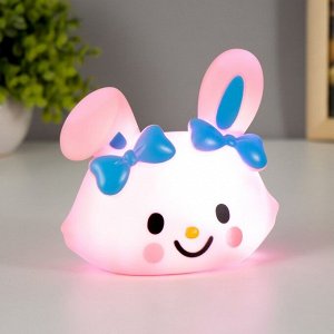 Фигурка светящаяся RISALUX «Ушастик с бантиком», LED-ночник, 1 Вт, 3xLR44, розовый, 14x7x12.5 см