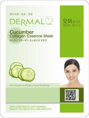 [DERMAL] Маска д/лица ткан. ОГУРЕЦ и КОЛЛАГЕН - осветление Cucumber Collagen Essence Mask, 23 гр